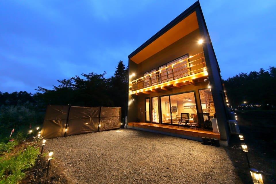 Property building, Night, Garden