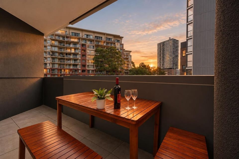 View (from property/room), Balcony/Terrace, Dining area, Sunset