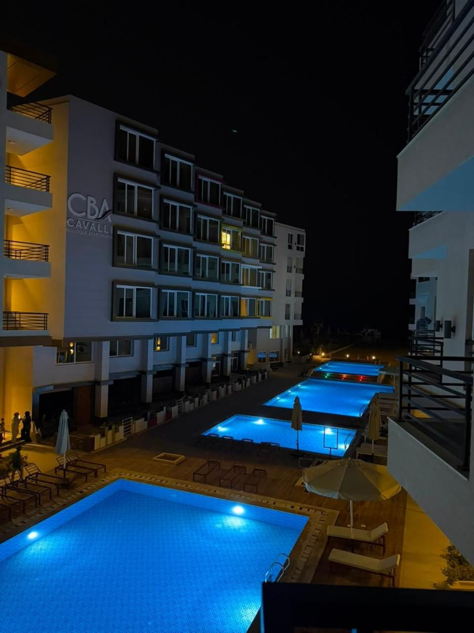 Night, Pool view, Swimming pool