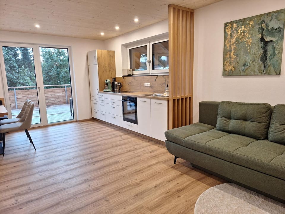 Kitchen or kitchenette, Living room, stove