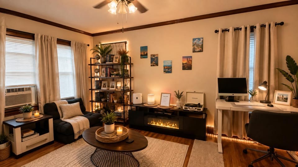 Living room, fireplace