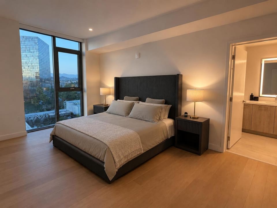 Bed, Natural landscape, Photo of the whole room, Bedroom