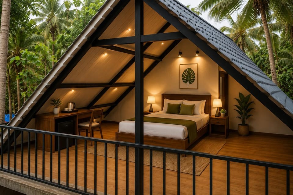 Bed, Natural landscape, Bedroom, Garden view
