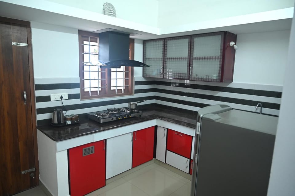 Kitchen or kitchenette, stove