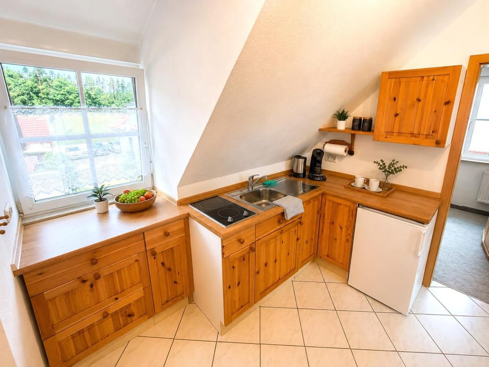 Kitchen or kitchenette, stove