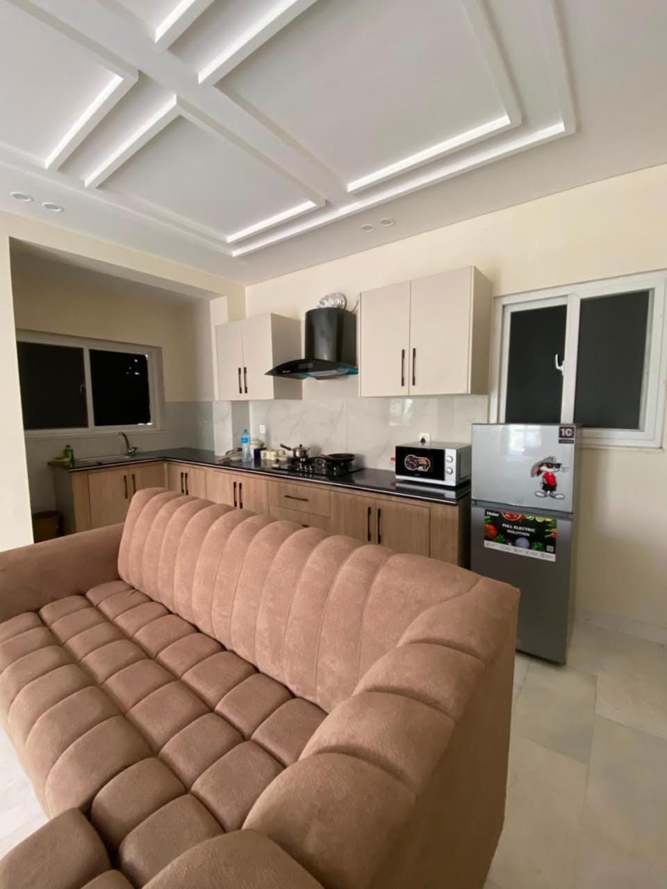 Kitchen or kitchenette, Living room, Seating area
