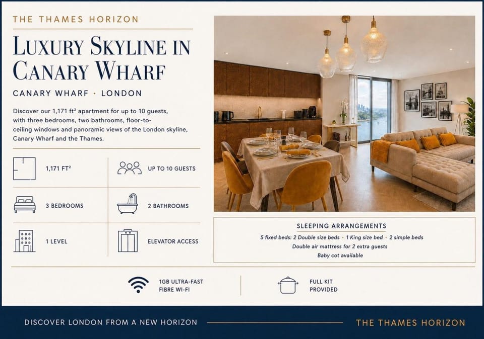 The Thames Horizon – Luxury Skyline Penthouse in Canary Wharf Apartment in London