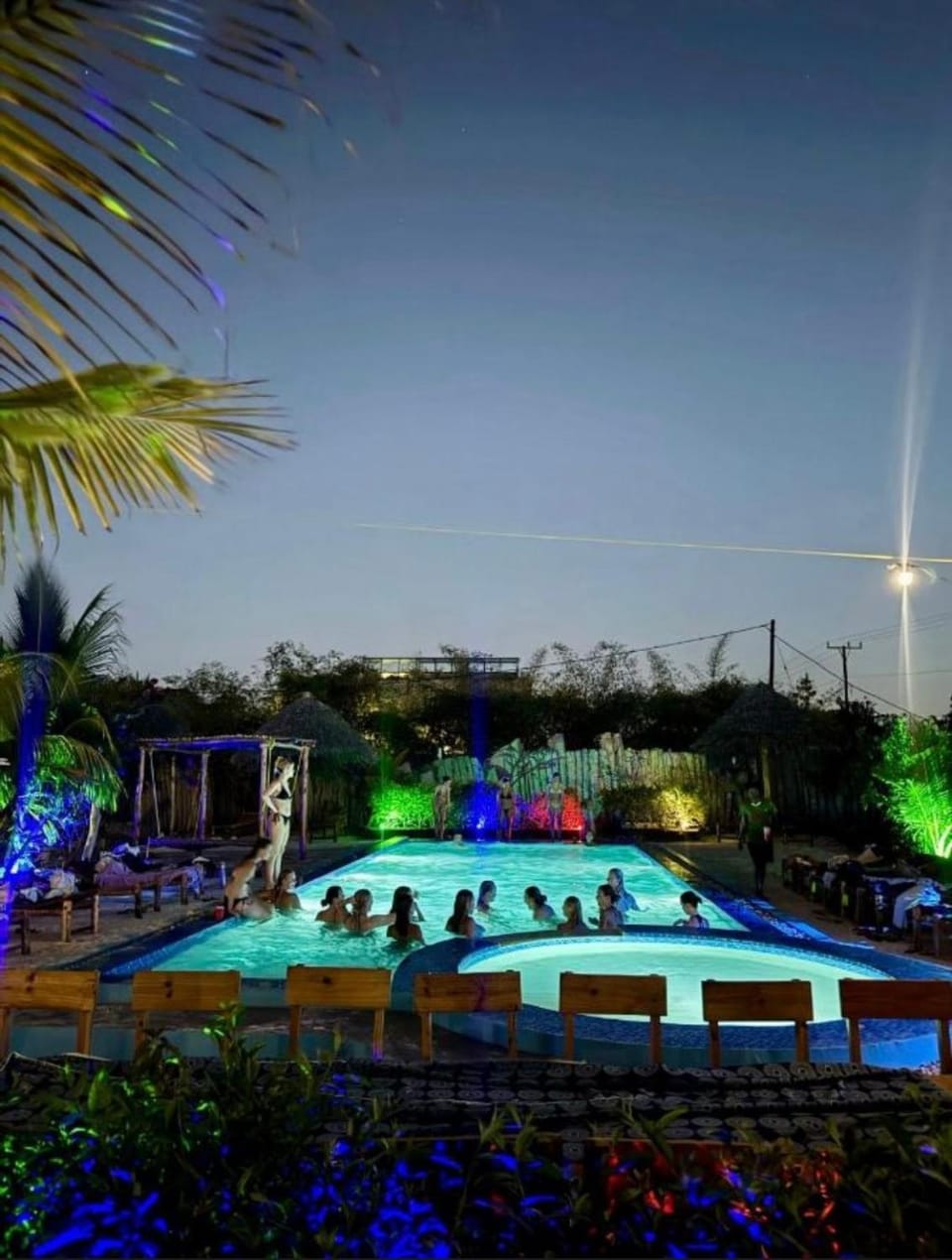 Night, Pool view, Swimming pool, Swimming pool