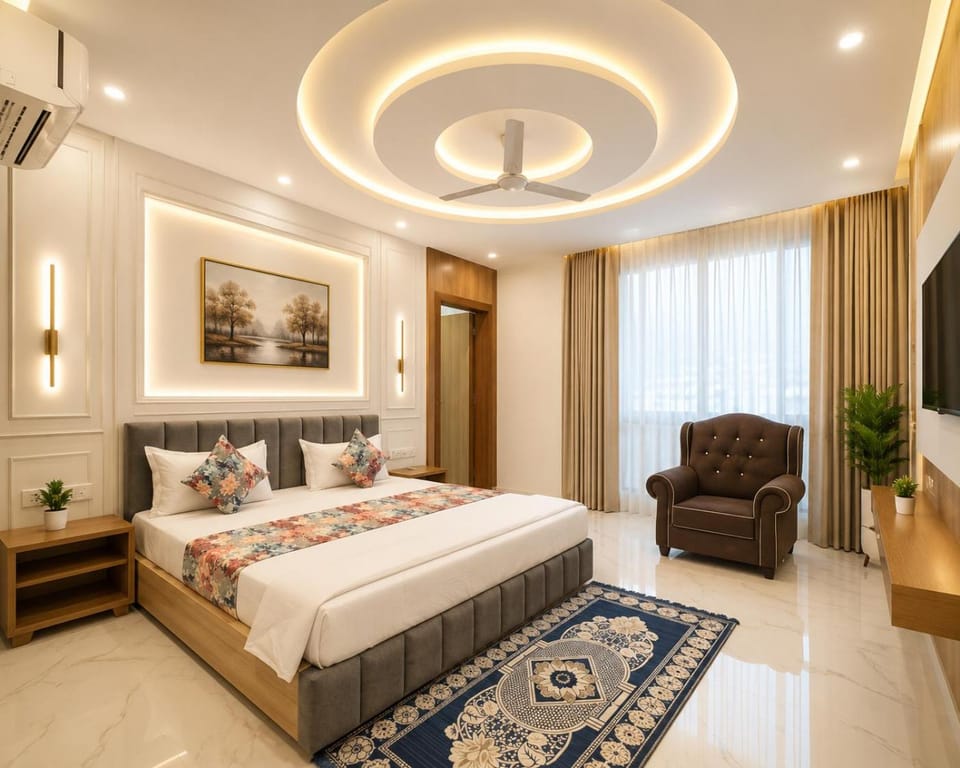 Bed, TV and multimedia, Living room, Photo of the whole room, Seating area, Bedroom