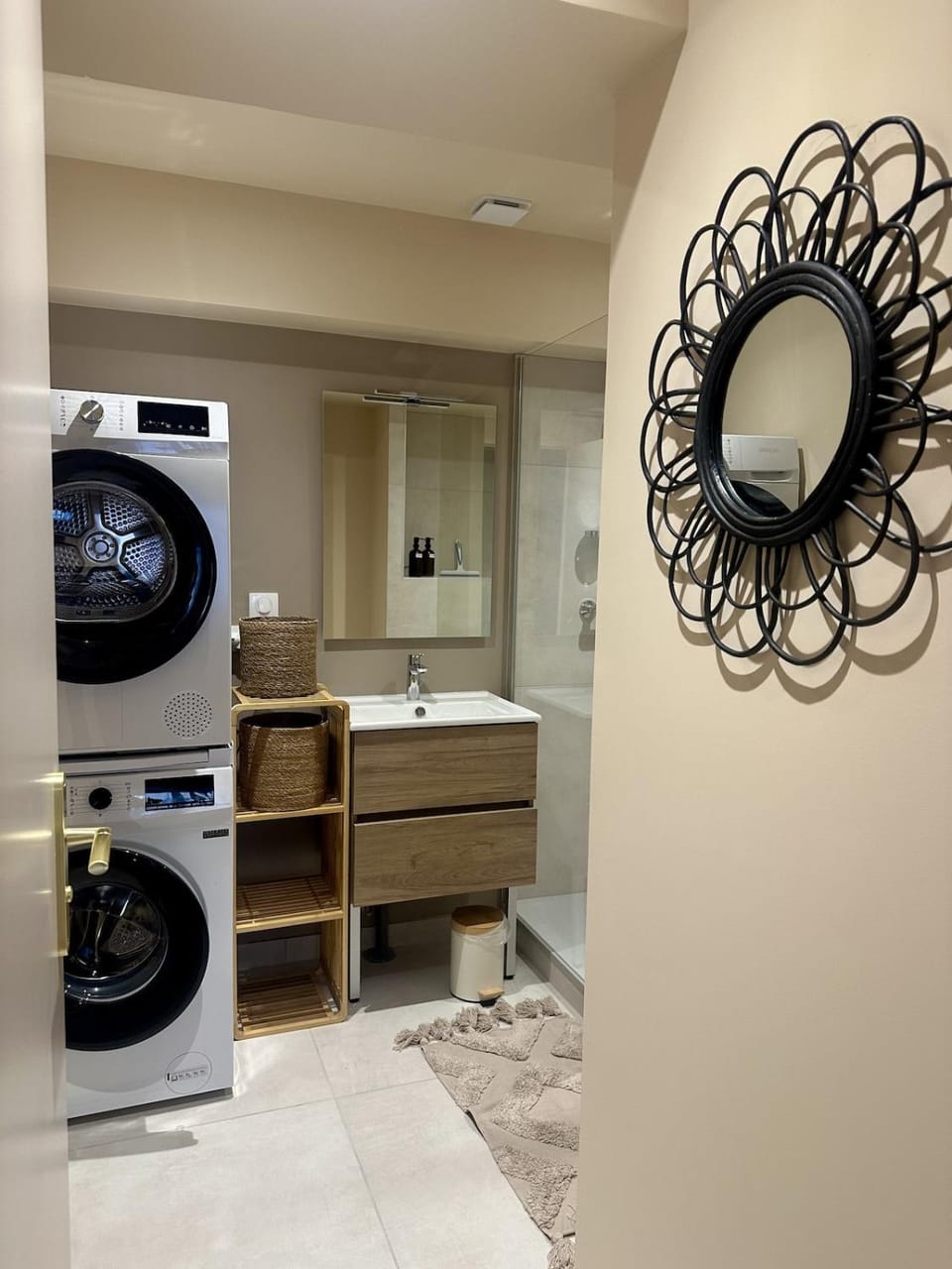 Bathroom, washing machine, dryer