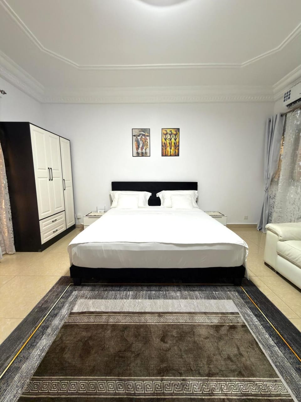 Bed, wardrobe