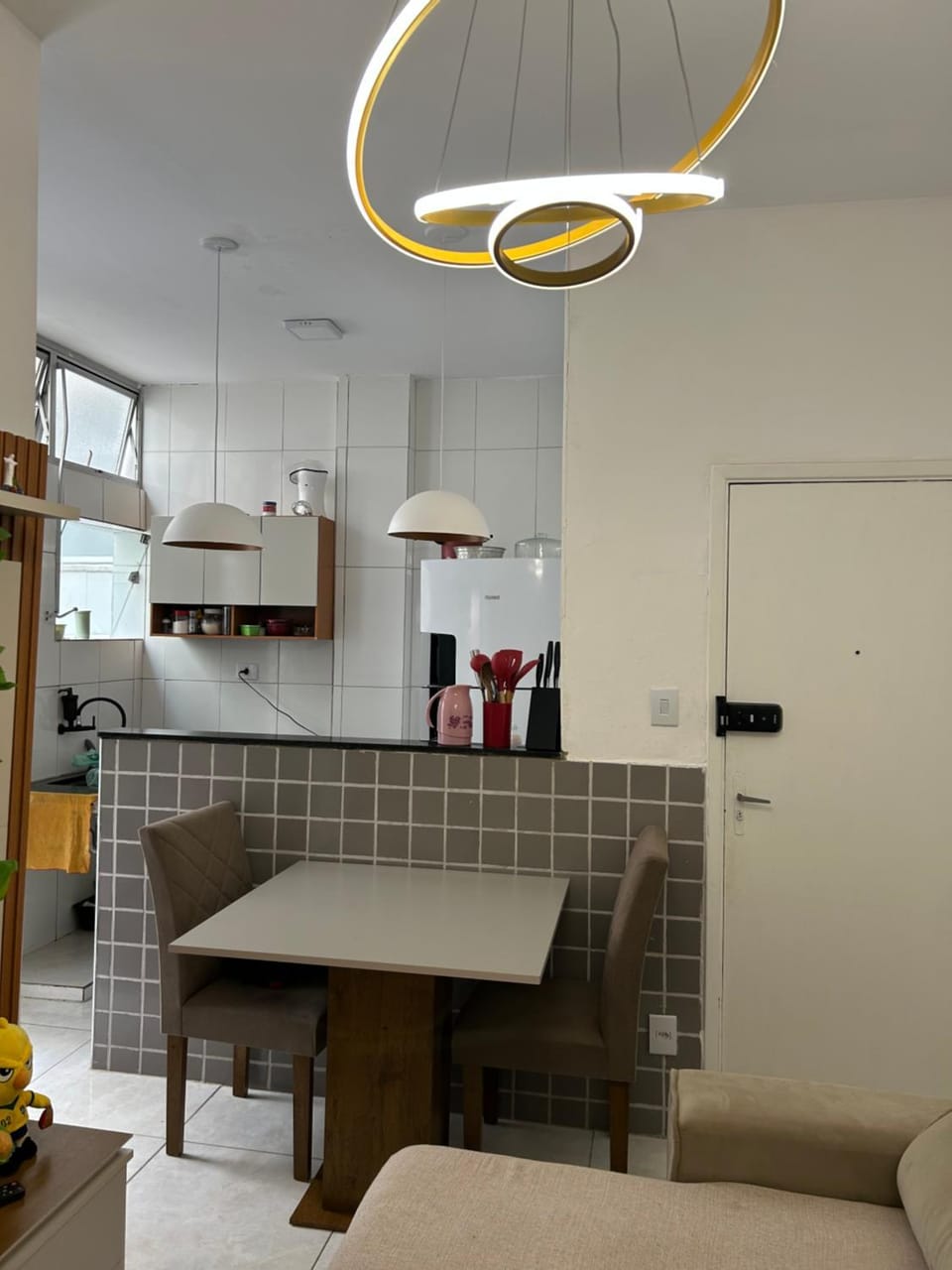 Kitchen or kitchenette, Living room, Dining area, stove