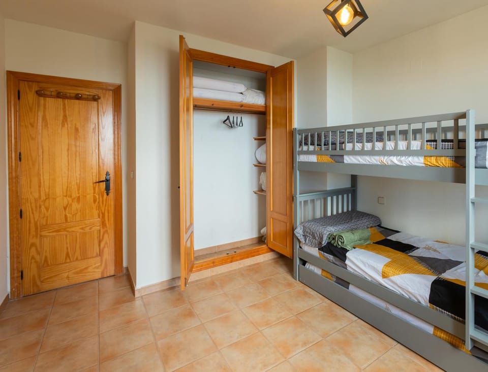 Bedroom, bunk bed, wardrobe