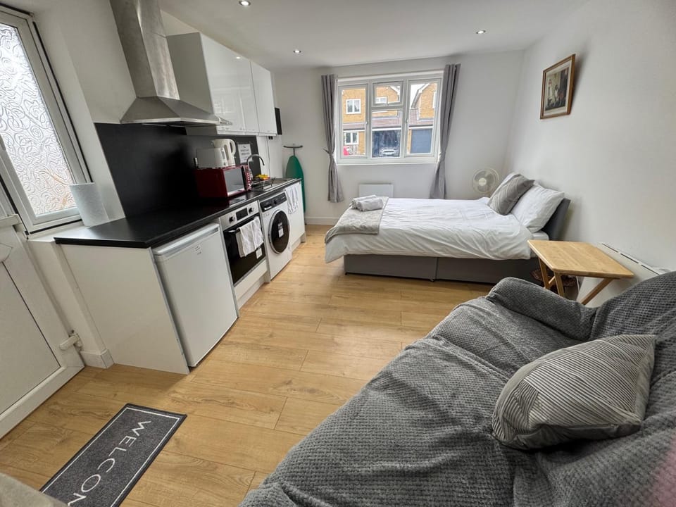 Bed, Kitchen or kitchenette, Seating area, Bedroom