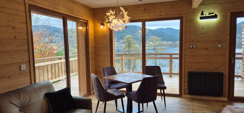 Balcony/Terrace, Living room, Seating area, Dining area, Lake view, Mountain view