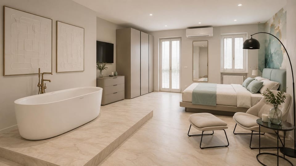 Photo of the whole room, Bedroom, Bath
