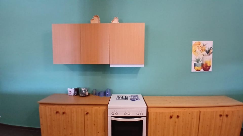 Kitchen or kitchenette, oven