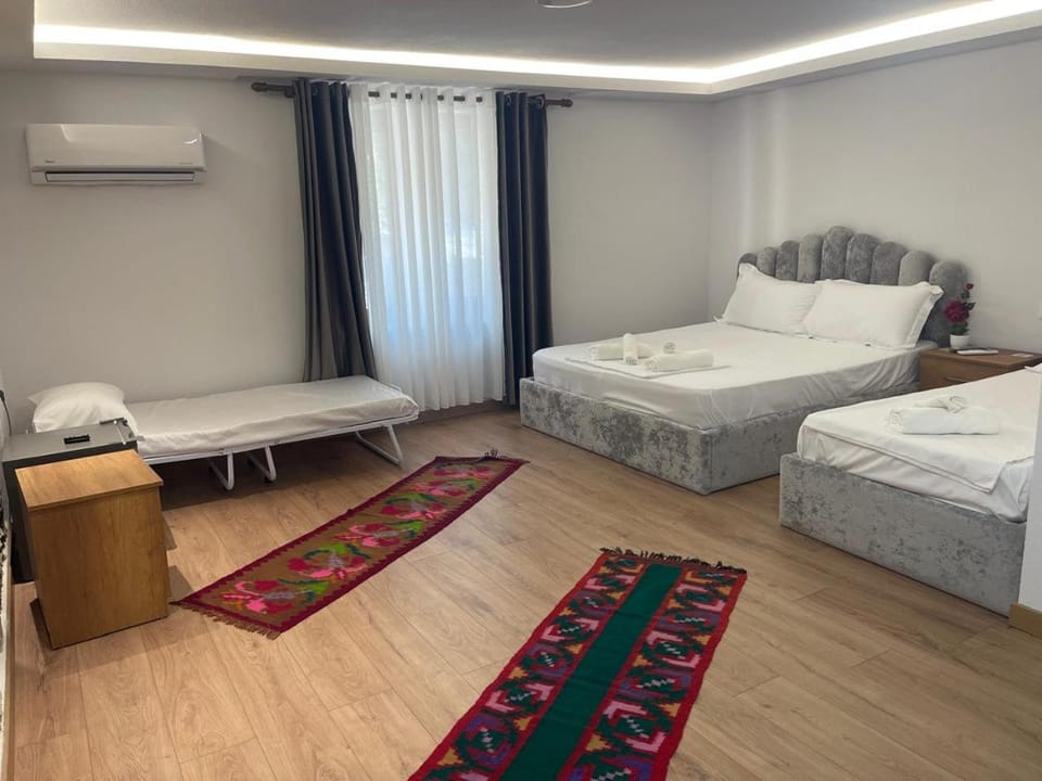 Bed, Photo of the whole room, Bedroom, towels, air conditioner