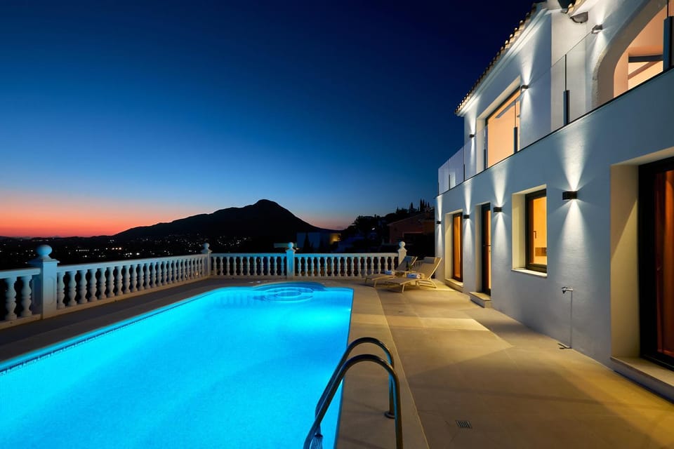 Property building, Night, Mountain view, Swimming pool, Sunset, sunbed