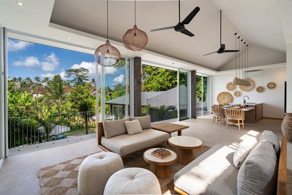 Living room, Seating area, Garden view
