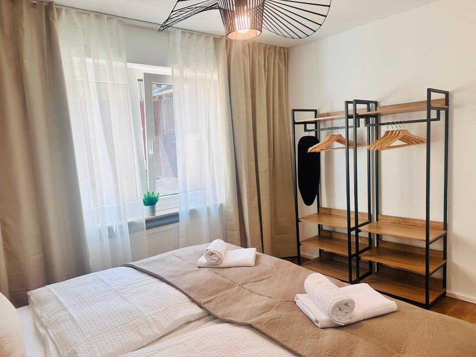 Bed, Photo of the whole room, Bedroom, towels, wardrobe