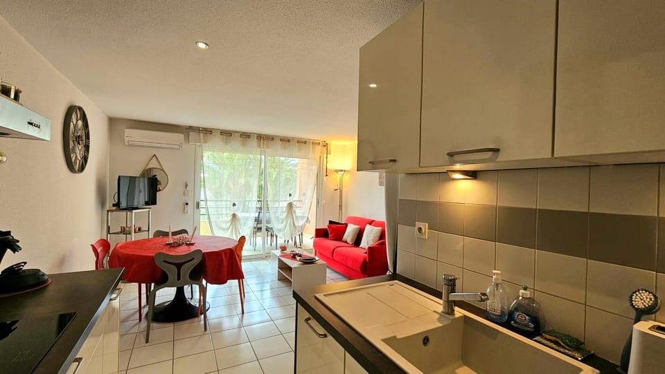 Beachfront Apartment for 6 Free WiFi, Air Conditioning, Garage, Swimming Pool Apartment in Occitanie