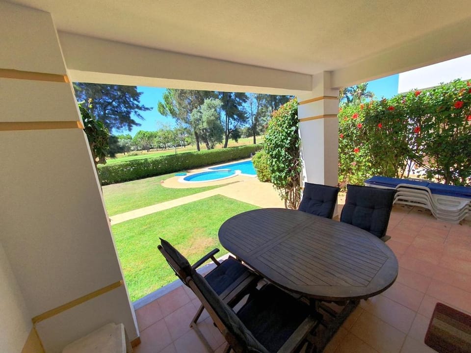 Patio, Spring, Day, Garden, View (from property/room), Balcony/Terrace, Seating area, Dining area, Garden view, Pool view, Swimming pool, sunbed