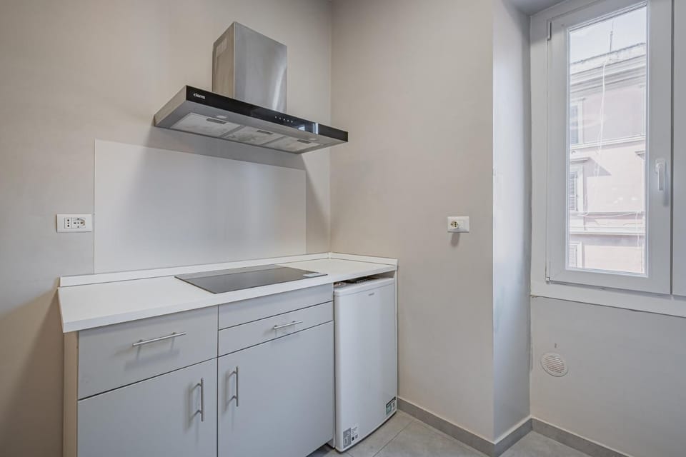 Kitchen or kitchenette, stove
