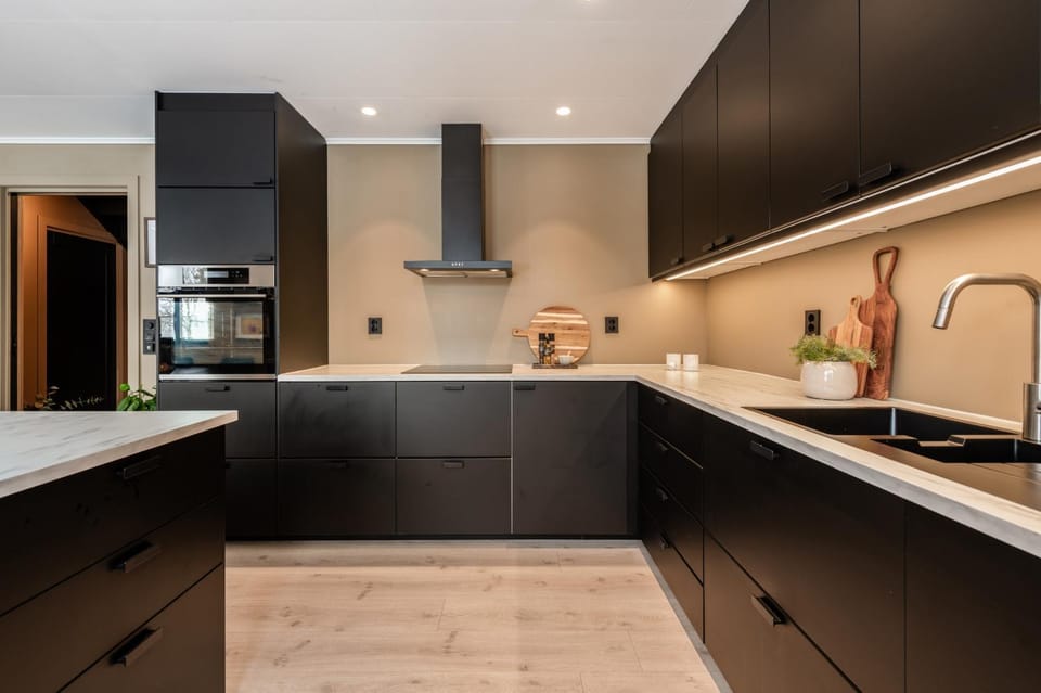Kitchen or kitchenette, dishwasher, oven, stove