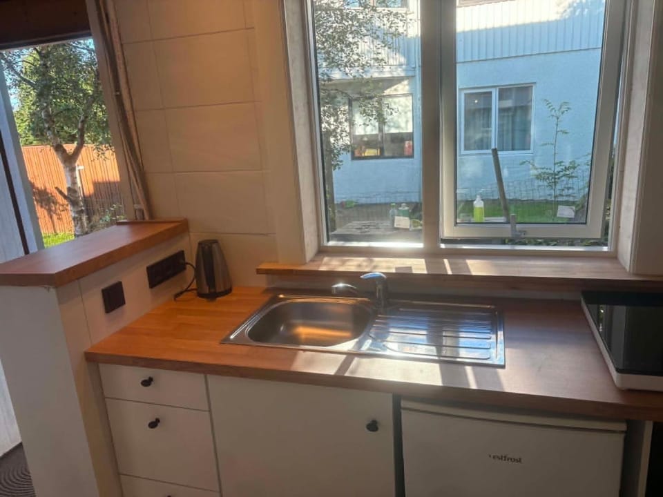 Kitchen or kitchenette, stove