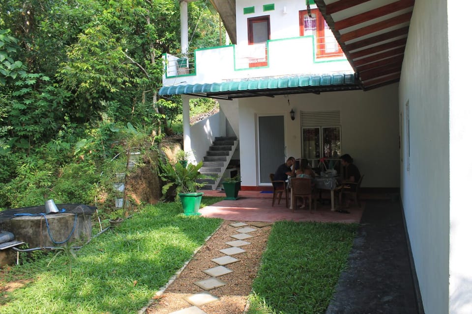Garden view, group of guests