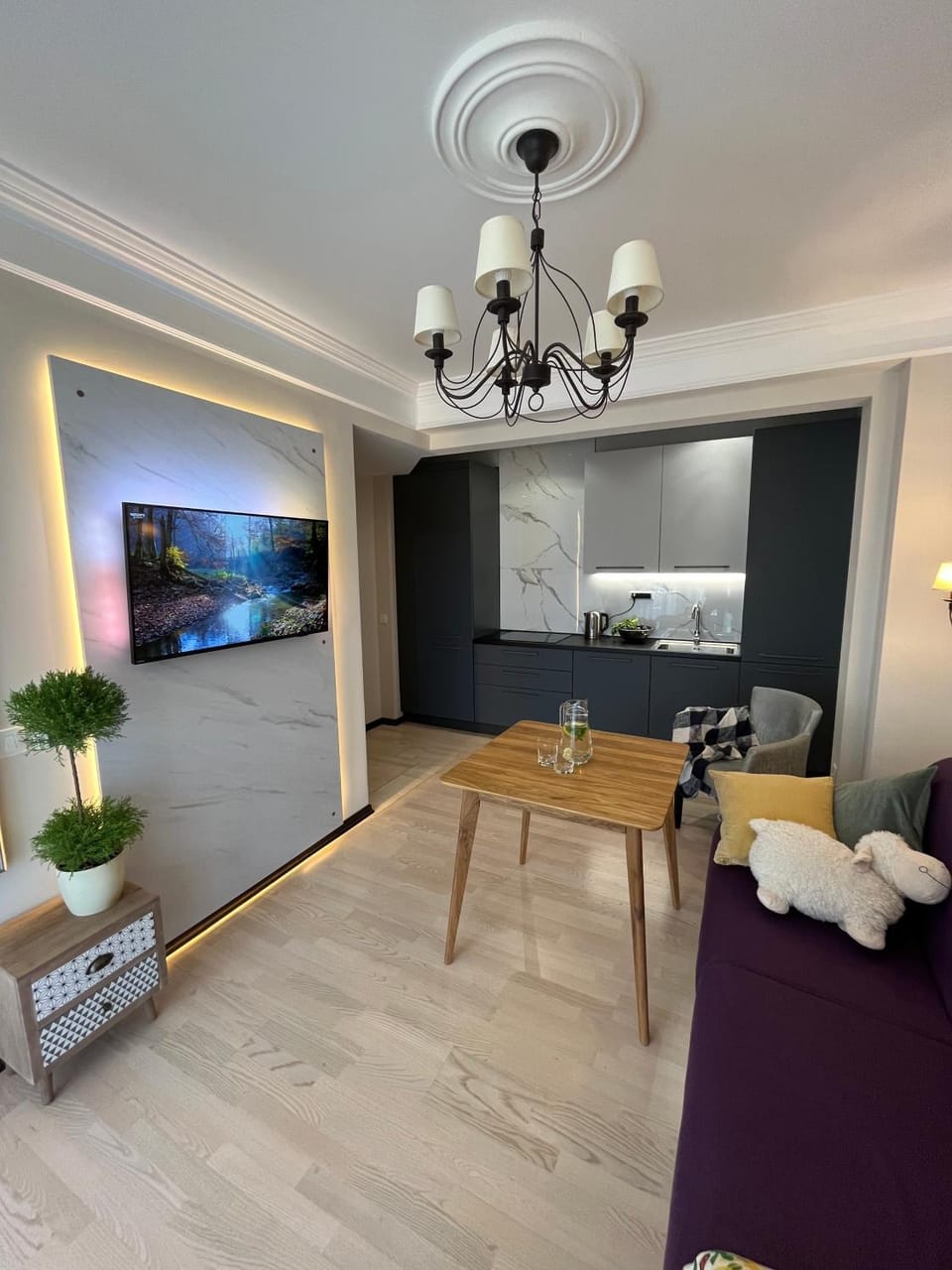 TV and multimedia, Kitchen or kitchenette, Living room, Seating area, Dining area