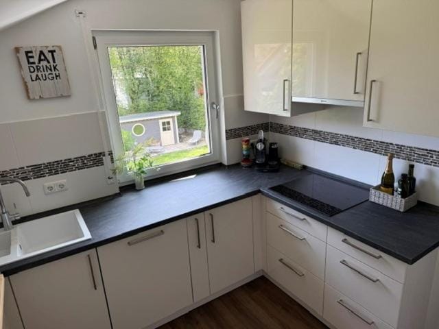 Kitchen or kitchenette, dishwasher, stove