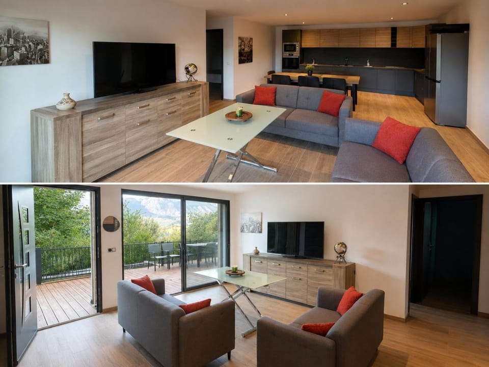 Communal lounge/ TV room, TV and multimedia, Kitchen or kitchenette, Living room, Seating area, Dining area