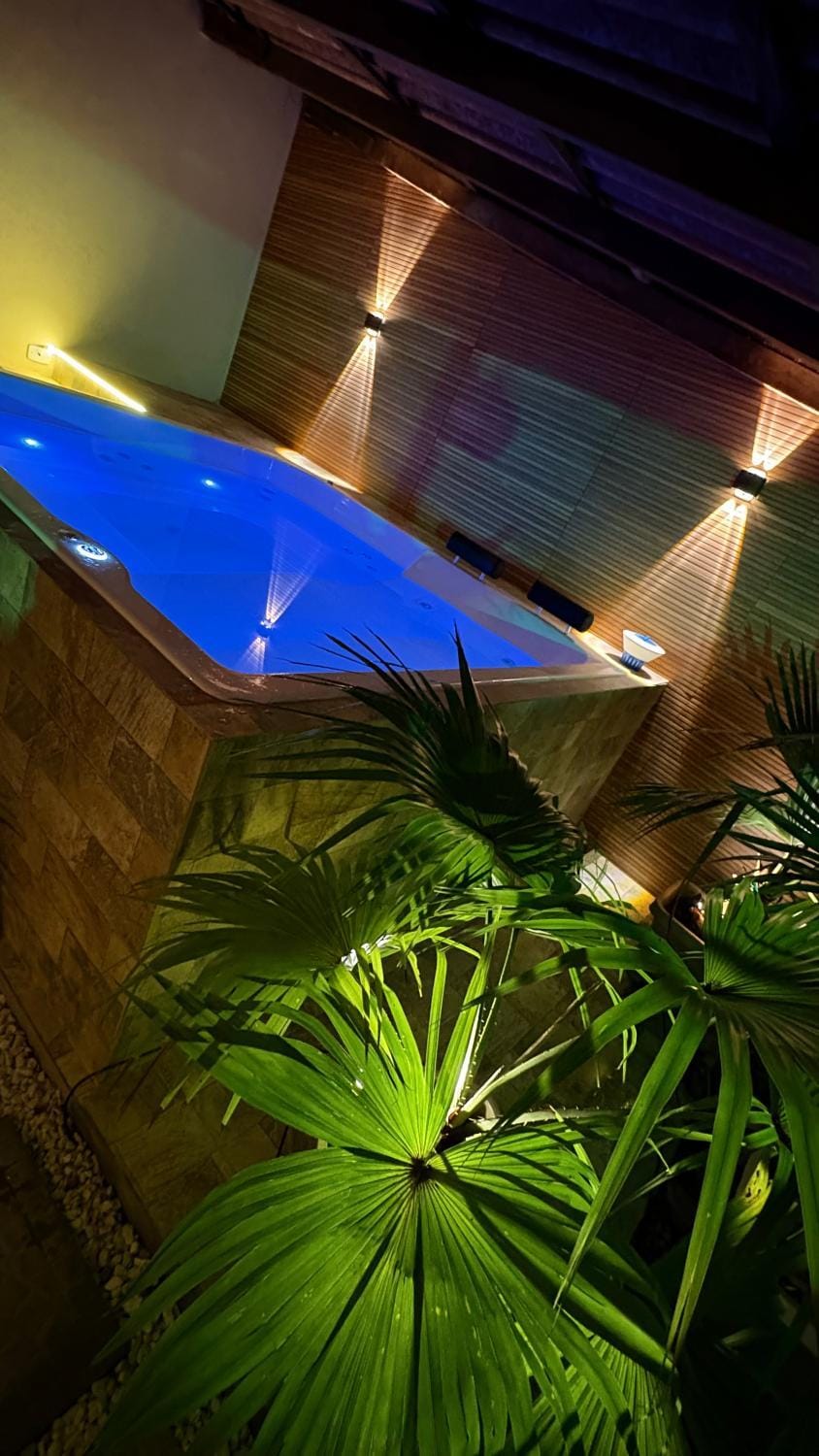 Night, Pool view, Swimming pool