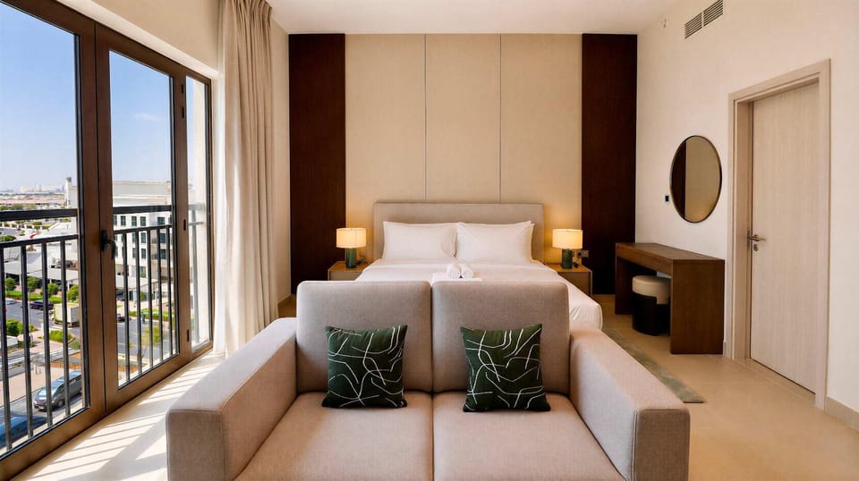 Bed, View (from property/room), Photo of the whole room, Seating area, air conditioner