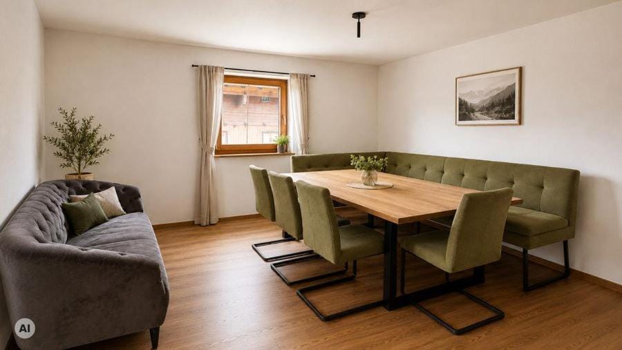 Living room, Seating area, Dining area