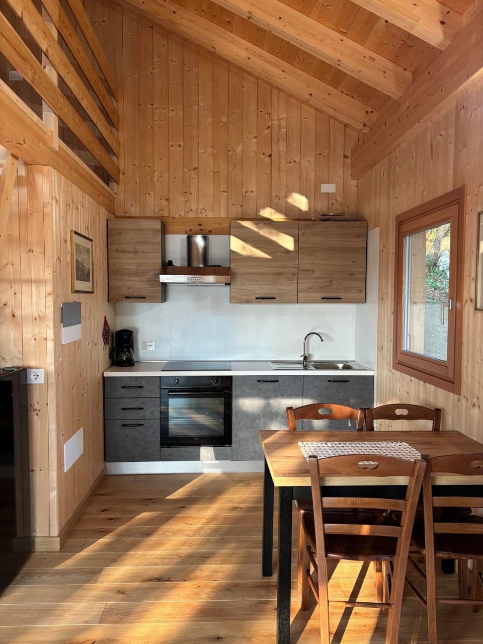 Dining area, dishwasher, oven, stove