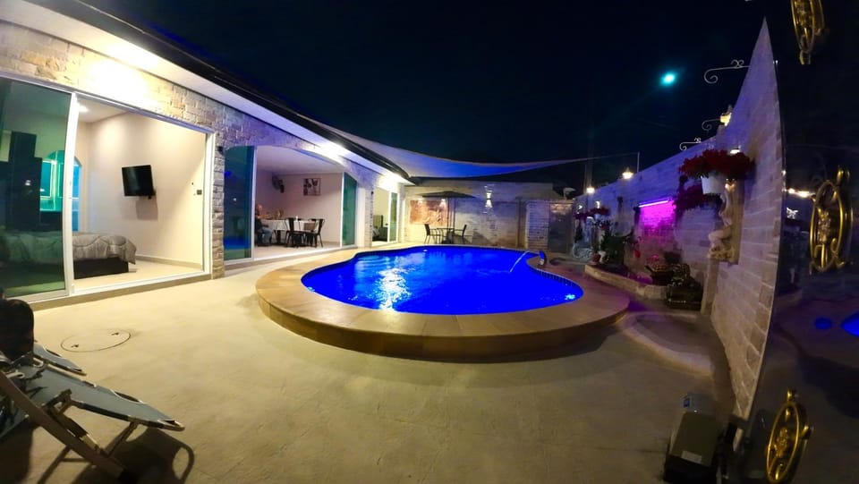 Patio, Night, Pool view, Swimming pool