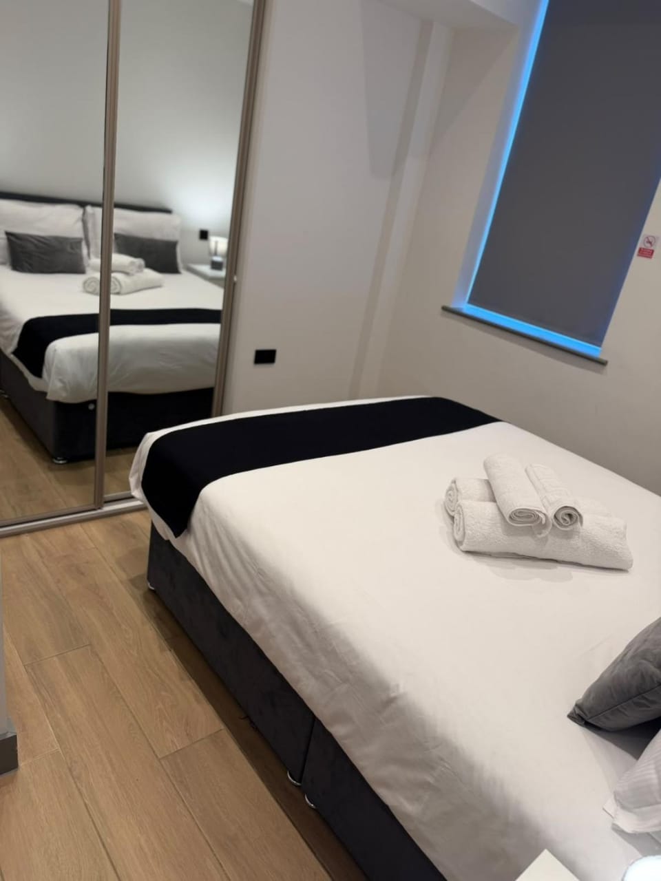 Bed, Photo of the whole room, Bedroom, towels, wardrobe