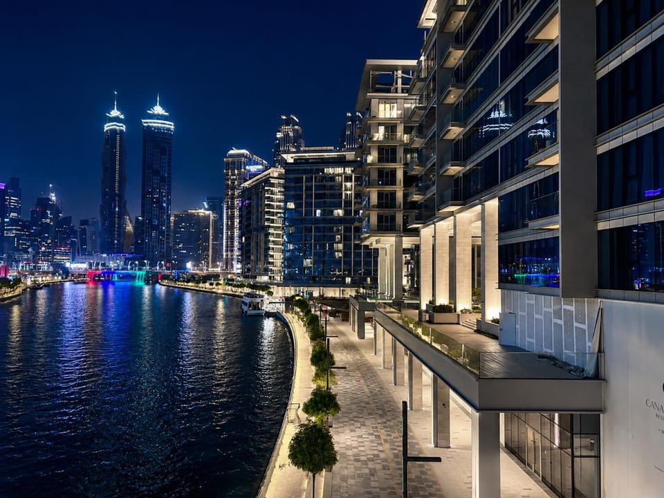 Property building, Night, Natural landscape, City view
