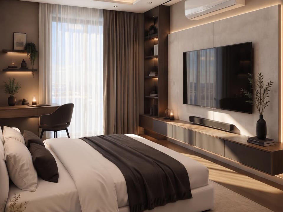 Communal lounge/ TV room, Bed, TV and multimedia, Photo of the whole room, Evening entertainment, Bedroom, hair dresser, air conditioner
