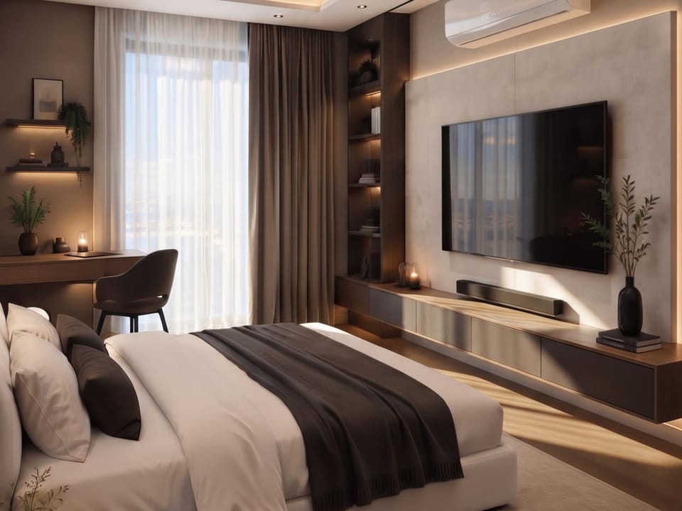 Communal lounge/ TV room, Bed, TV and multimedia, Photo of the whole room, Evening entertainment, Bedroom, hair dresser, air conditioner