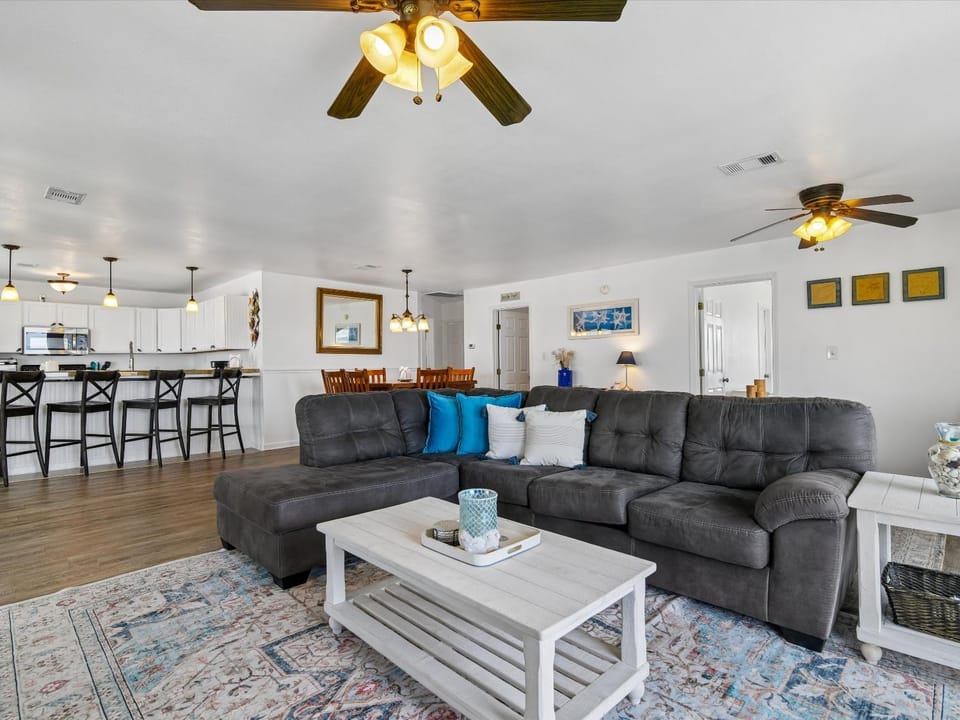 Kitchen or kitchenette, Living room, Dining area, furniture, air conditioner