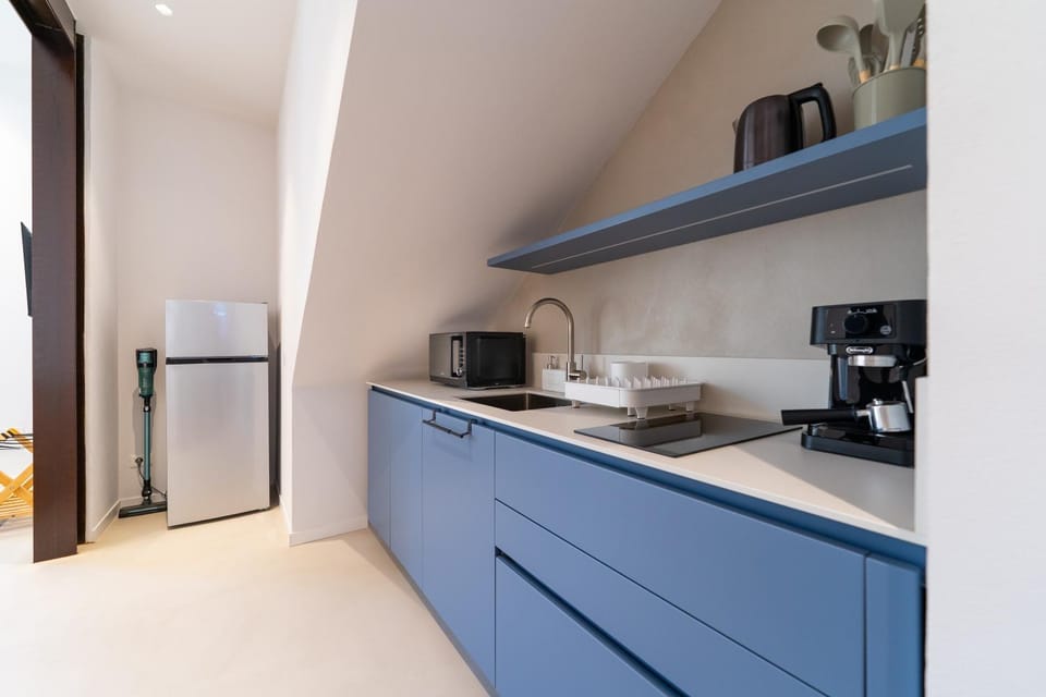 Kitchen or kitchenette, stove