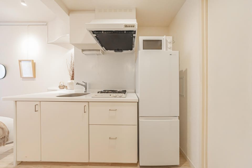 Kitchen or kitchenette, stove