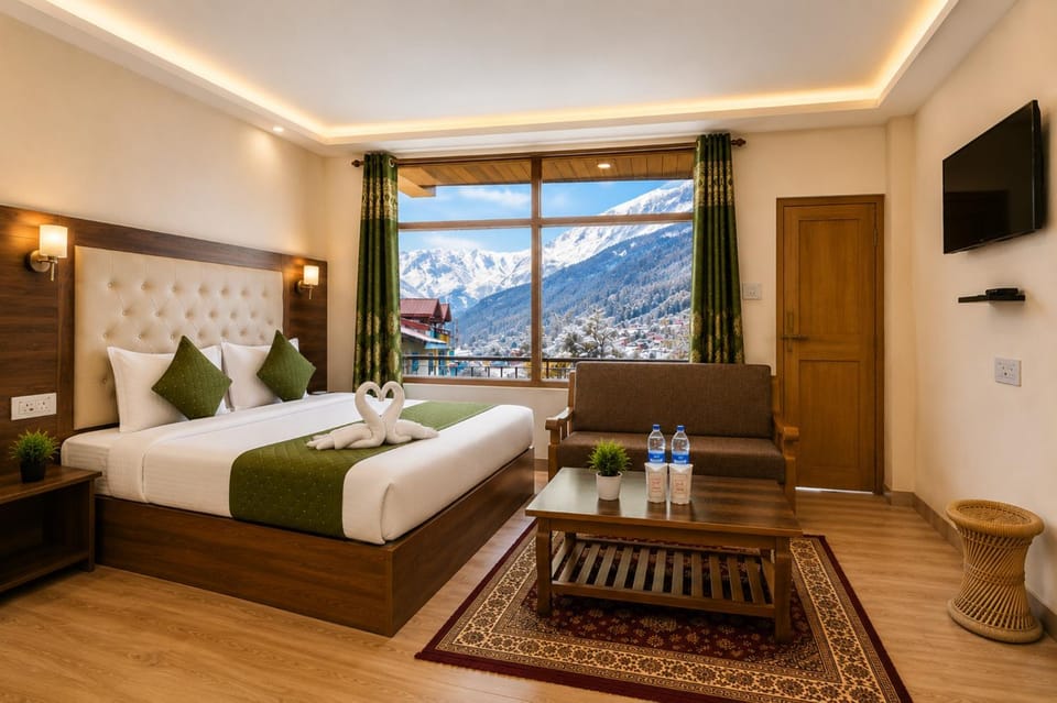 Bed, Bedroom, Mountain view