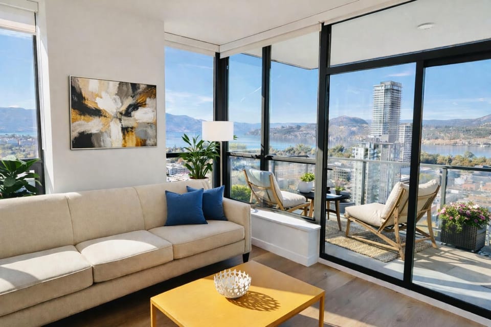 Rooftop Infinite Pool Iconic Lakeview Downtown Signature 2-Bedroom Loft Apartment in Kelowna