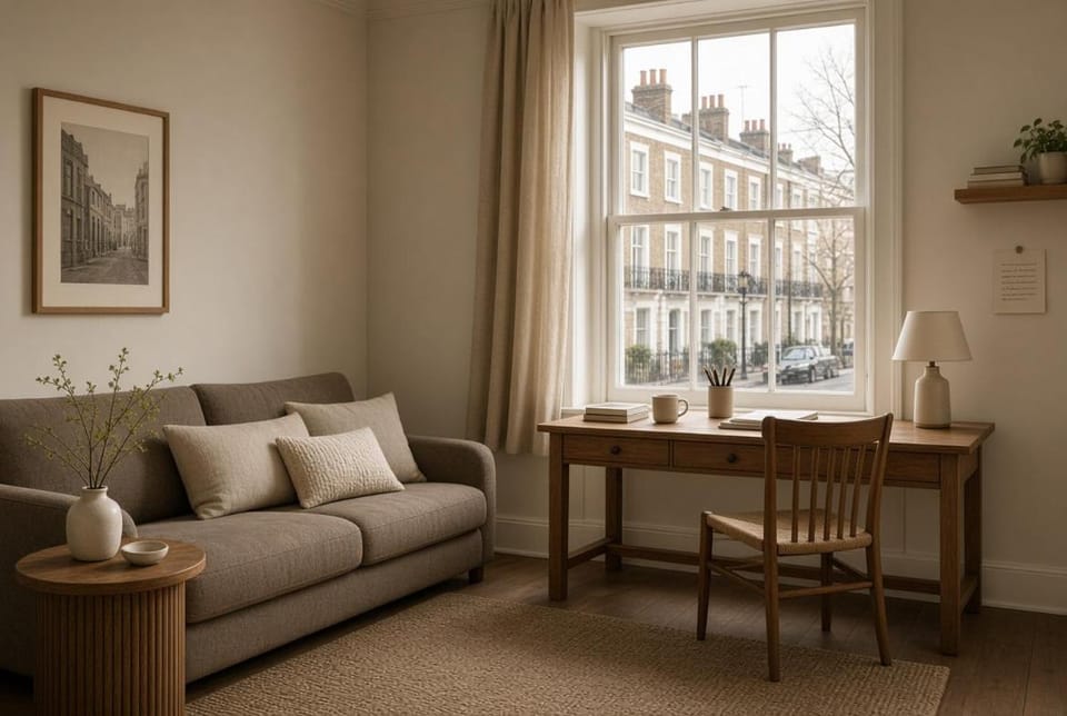 Property building, Living room, Seating area, Dining area