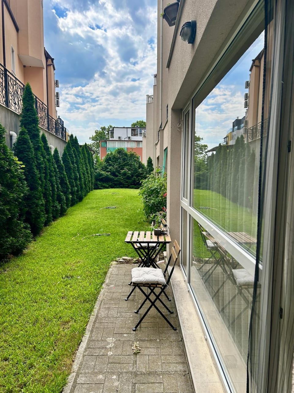 Property building, Patio, Day, Garden, View (from property/room), Garden view